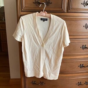 Jones New York Light Cream Short Sleeve Button Cardigan
